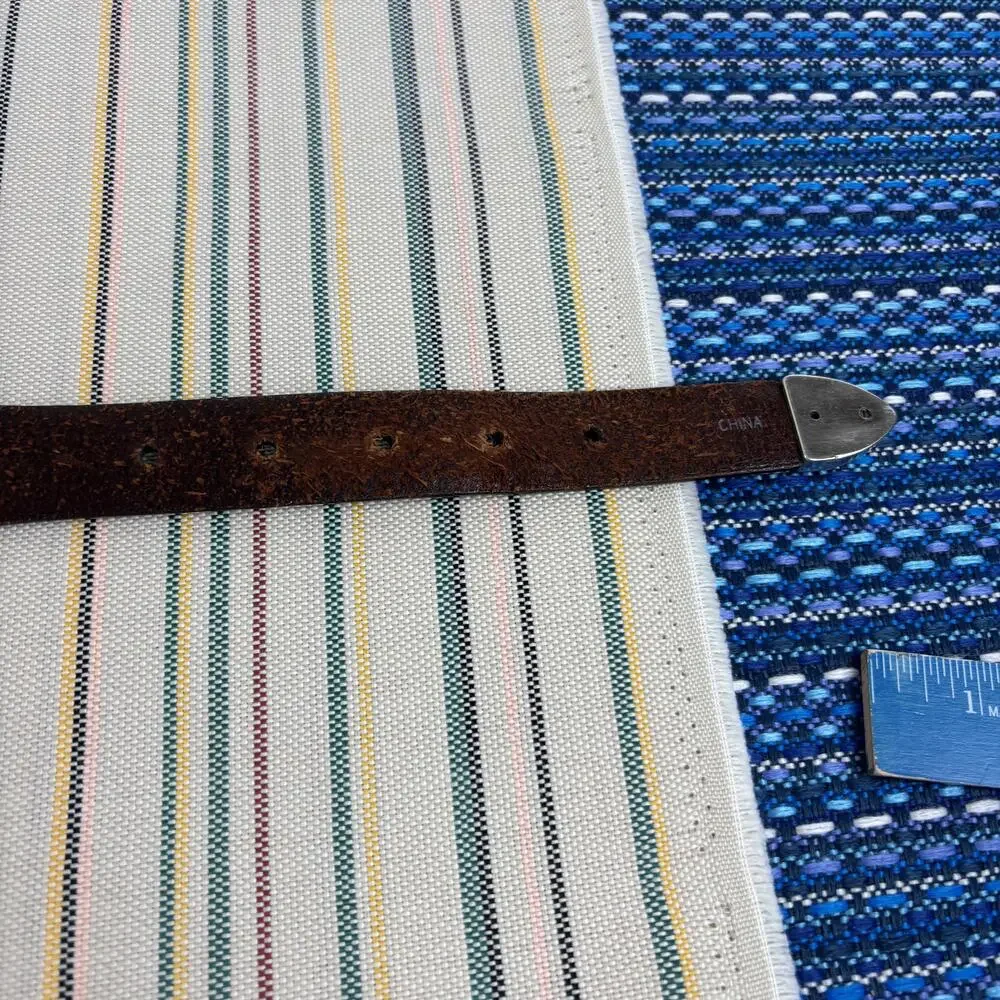 Brighton Belt Mens 48 Brown Leather Studded Western Diamond Silver Buckle Tip